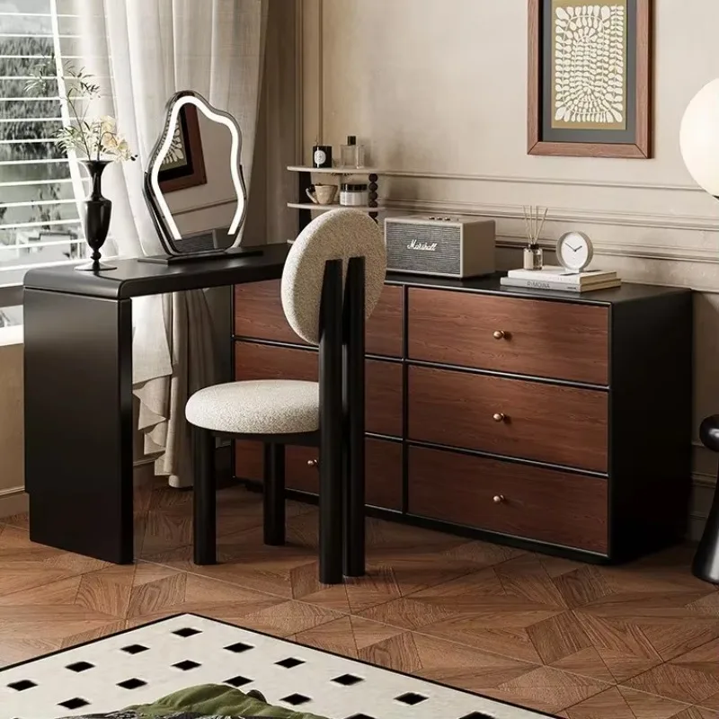 

Bedroom retro style solid wood makeup table walnut medium ancient style dresser chest integrated