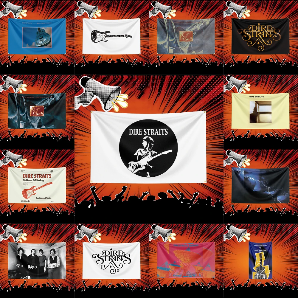 Dire Straits Inspired Rock Music Flag 3x5 FT Polyester Banner For Bedroom Wall Decor Music Fans Gift