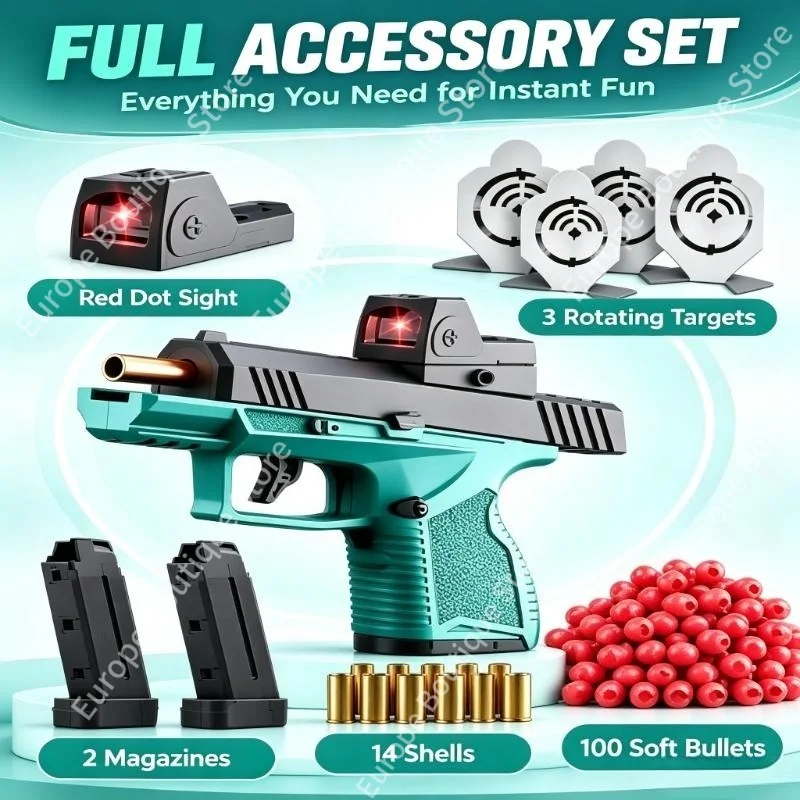 2026 Mini Gx4 Pocket Toy Gun Continuous Shell Throwing Macara Education Model Soft Bullet Launcher BlowBack Full Set Pistol