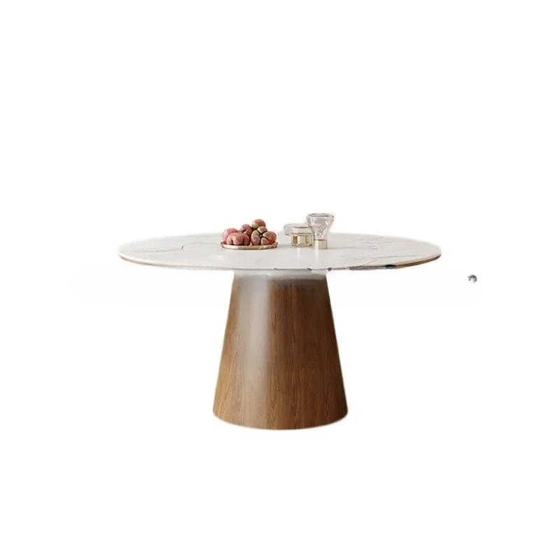 Dining Table White Tables Wood Rock Plate Round Turntable Dining Tables Simple Mesa Comedor Restaurant Furniture