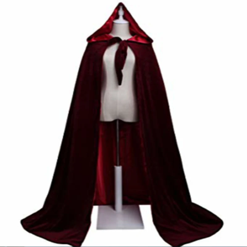 

Unisex Soft Velvet Outdoor Hooded Cape Gothic Cloak Long Velvet Cape Christmas Halloween Cosplay Costumes