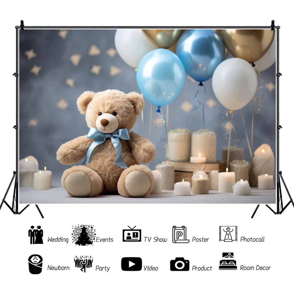 Kid Backdrops For Photography Teddy Bear Baby Shower Customized Poster Birthday Party Photocall Photographic Background