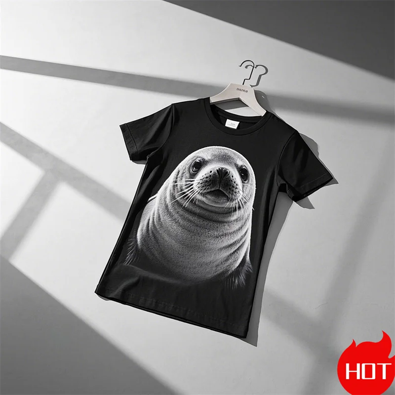 

Funny Seal 3D Print Casual T-Shirt Women Men 2025 Harajuku Tshirts Girl Boy Street Fashion Short Sleeve Tees Tops Clothing 6XL