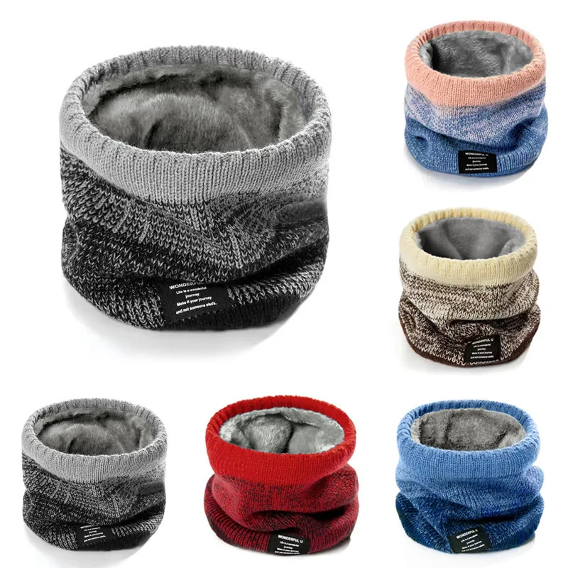 

1Pc Soft Knitted Neck Warmer Fashion Gradient Thickened Fluff Scarves for Unisex Winter Outdoor Hiking Cycling Cold-proof Collar