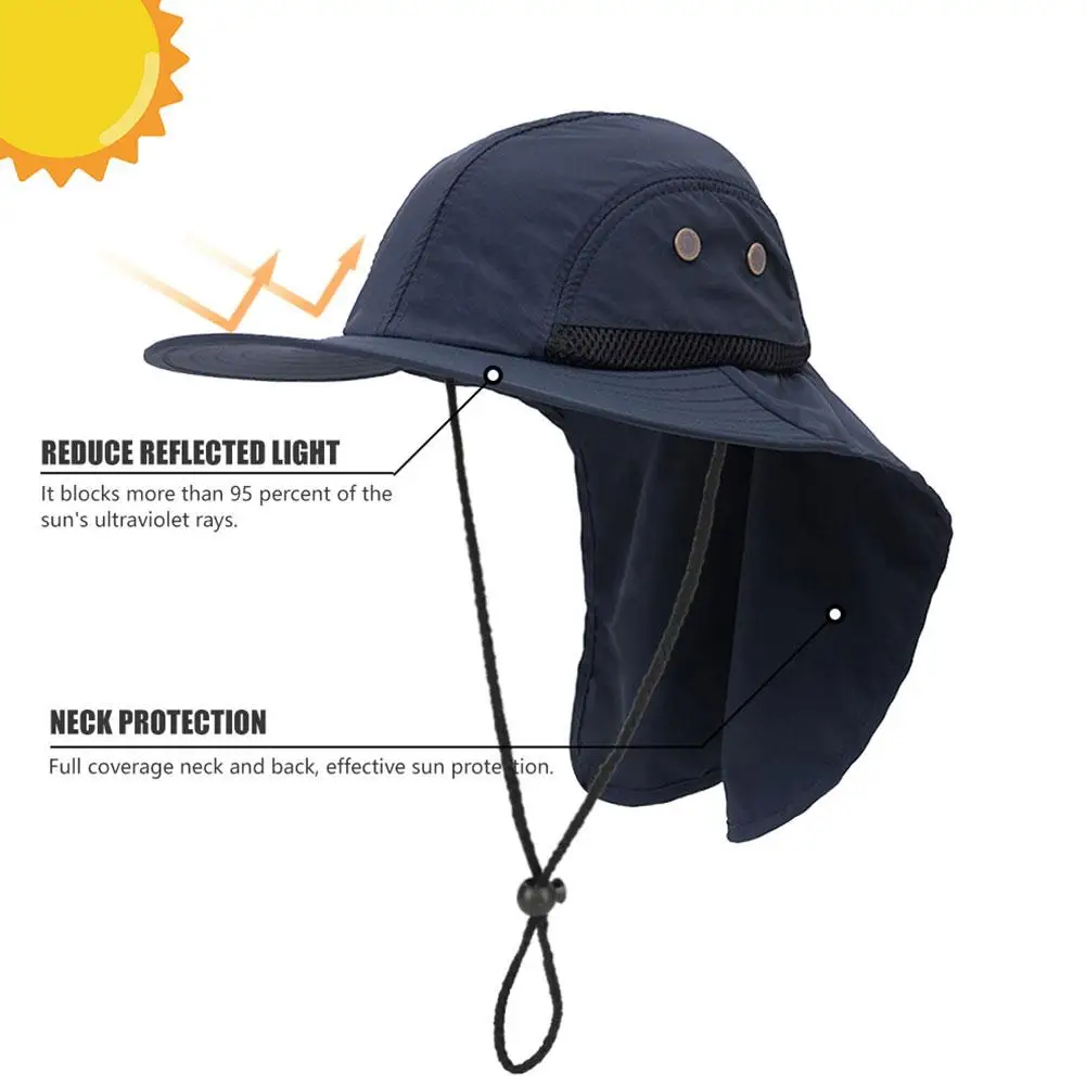 Summer Protective Baseball Hat Men Removable Hat Protect Face Neck Cover Ear Flap Quick Drying UV Protection Hat Fishing Cycling