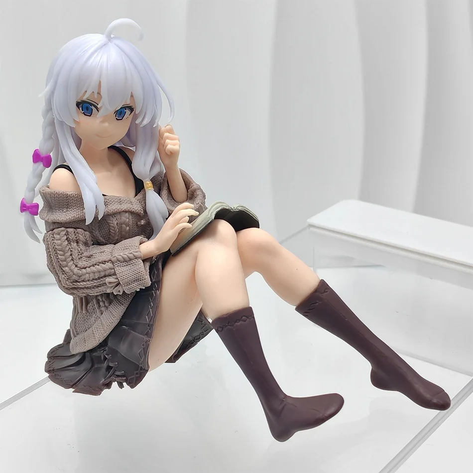 NEW 10cm The Journey Of Elaina Elaina Sitting Reading Anime Girl Figure Model Statue Boys Collection Desktop Decoration Ornament