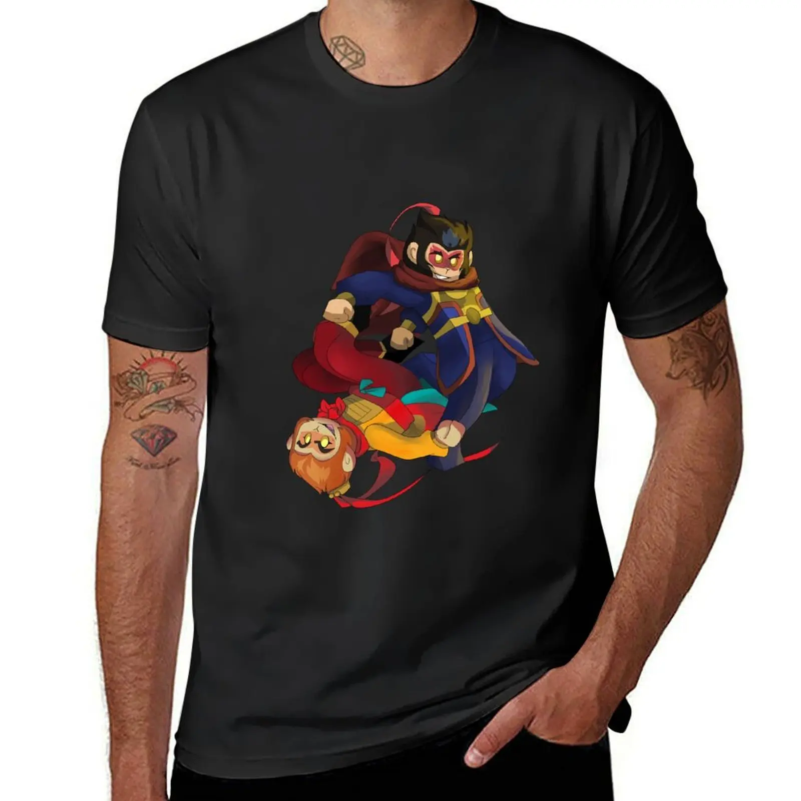 Monkie Kid: Macaque & Monkey King T-Shirt summer clothes plus size tops tops Men's cotton t-shirt