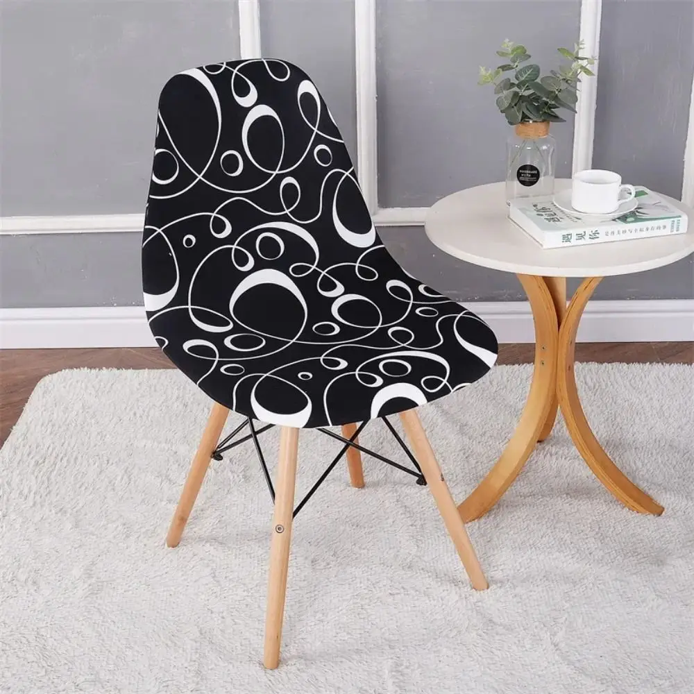 Fashion Elastic Shell Chair Cover Geometric Dacron Dining Chairs Slipcovers Armless Slipcovers Living Room