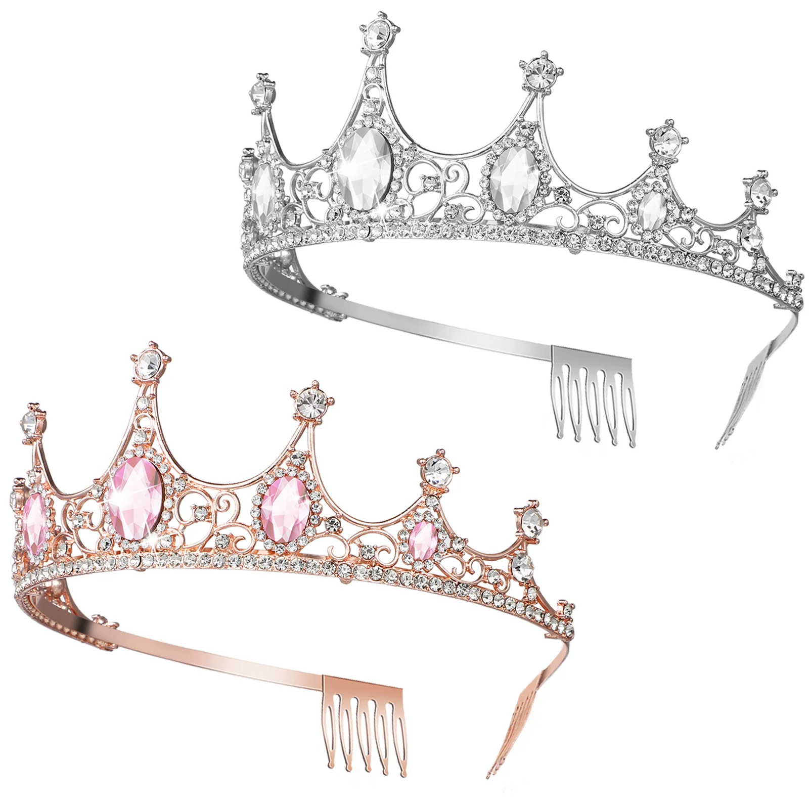 2 pçs coroa noiva casamento tiara bandana acessórios para o cabelo menina rainha liga coroas das mulheres roupas femininas