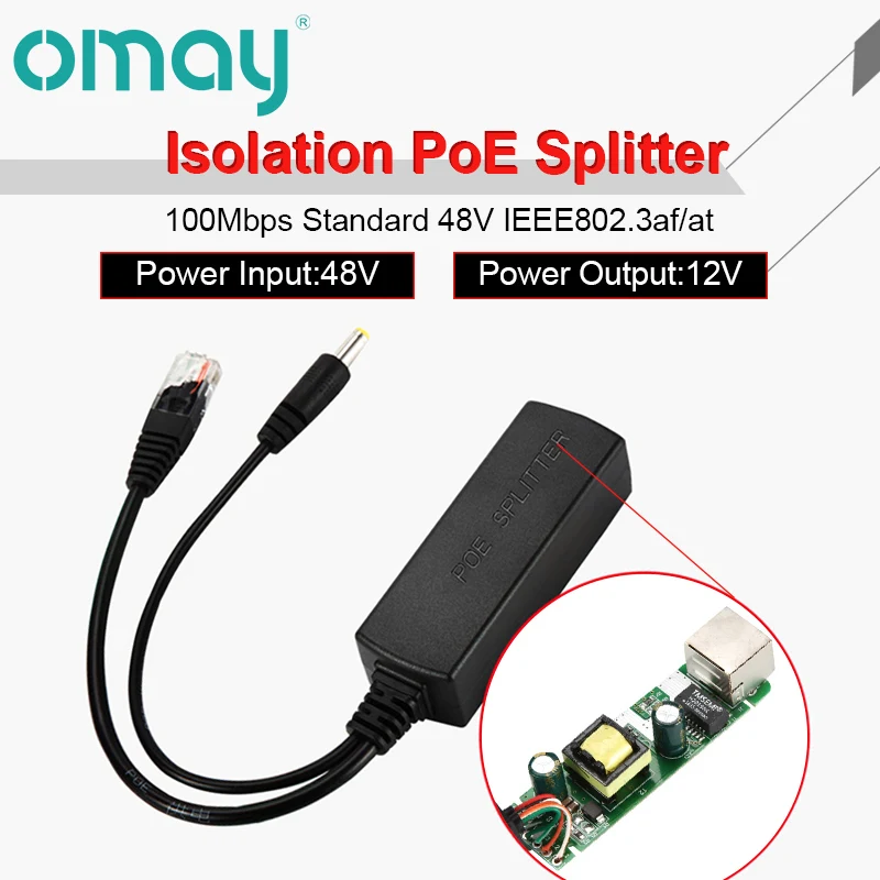 PoE Splitter 48V Zu 12V POE Anschlüsse Splitter Extender Injektor IEEE 802,3 af/zu 10/100M Für Hikvision POE Splitter