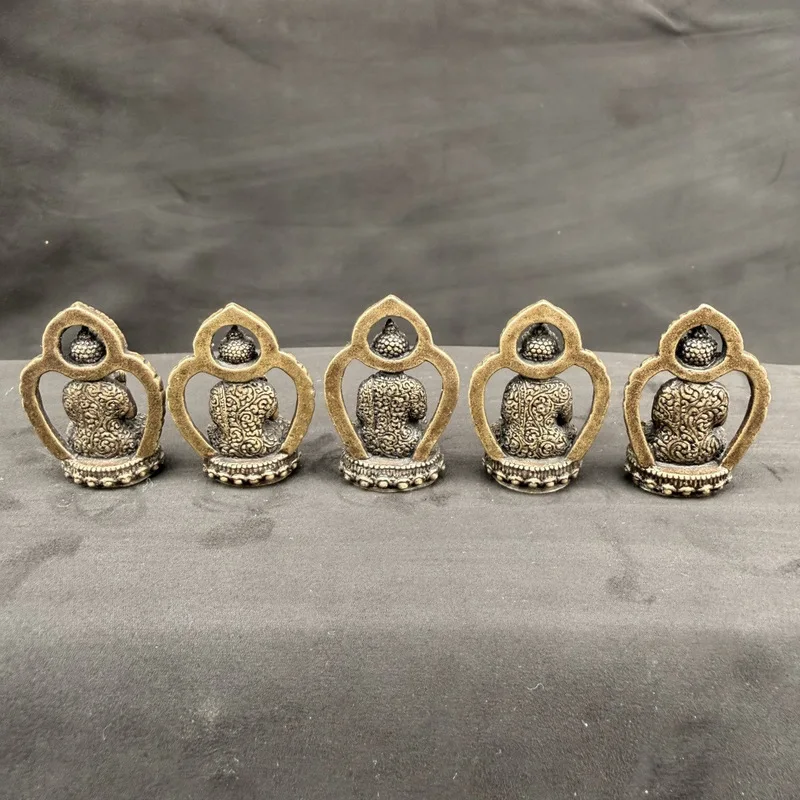 Tibetan-style five-sided , brass backlit Buddha and Guanyin statue, copper craft ornament