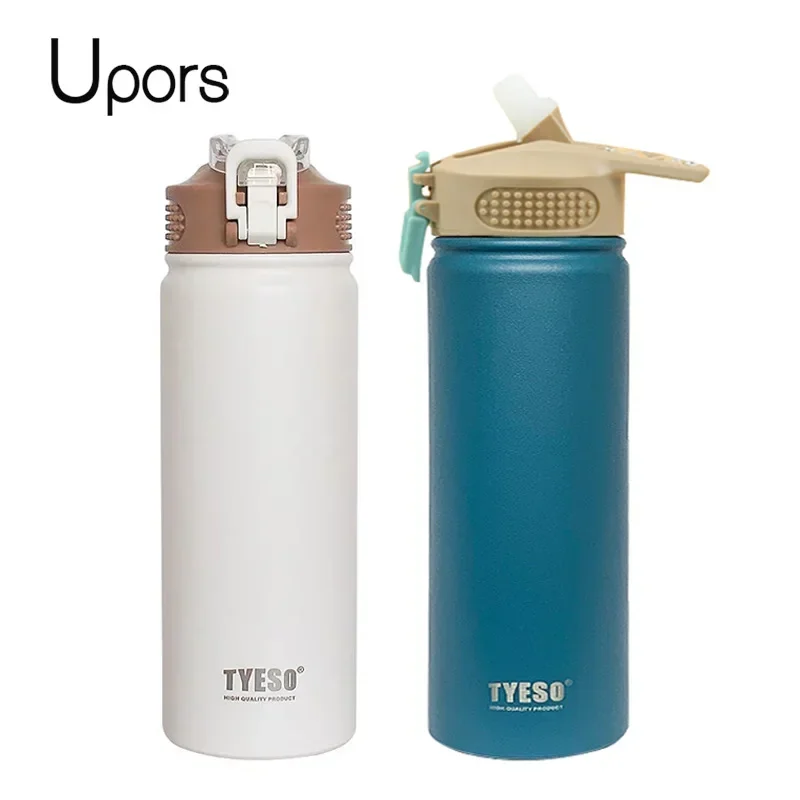 UPORS 550/750ML Water Bottle with Straw Vacuum Insulated Flask Thermal Cup Tumbler 304 Stainless Steel Coffee Thermos