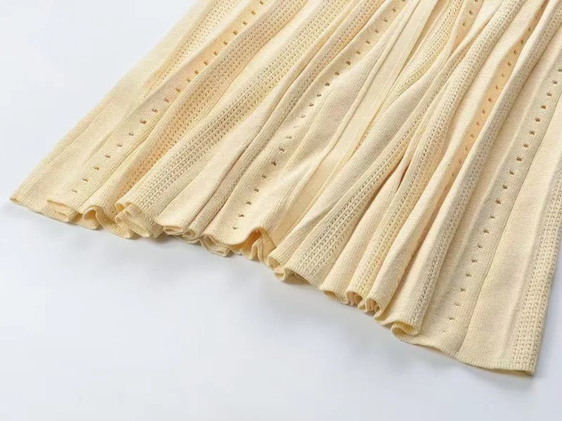 Elegantes Strick-Partykleid im Meerjungfrauenstil, Sommerkleid für Damen, französischer Rundhalsausschnitt, kurze Ärmel, Knopfleiste, schmal geschnitten, lässiges Fishtail-Kleid – Detail 11