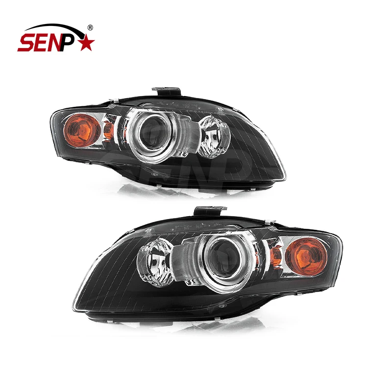 

SENPEI Auto Body Parts 2006-2008 Audi A4 S4 HID w/o Curve Lighting Headlights Headlamps Blk Left+Right 8E0941029BA,8E0941030BA