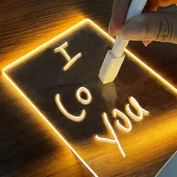 Kreative transparente USB 2D Acryl tägliche Notiztafel mit Stift Nachricht Memo Board mit Ständer LED Nachtlicht Schreibblock Erinnerung