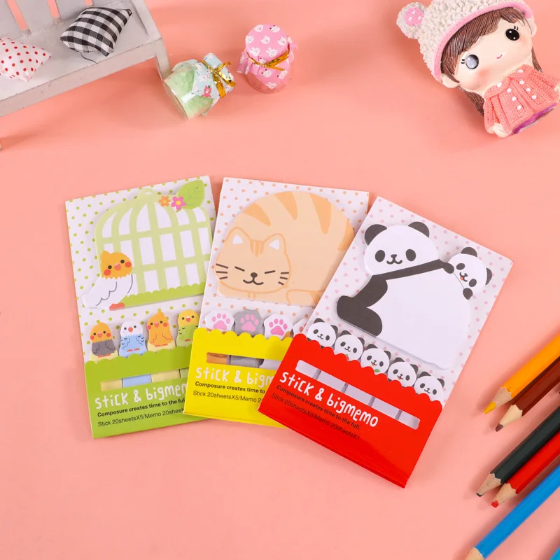 

1pcs Animal Cat Panda Sticky Notes Memo Pad Cute Writing Pads for Students Clearance