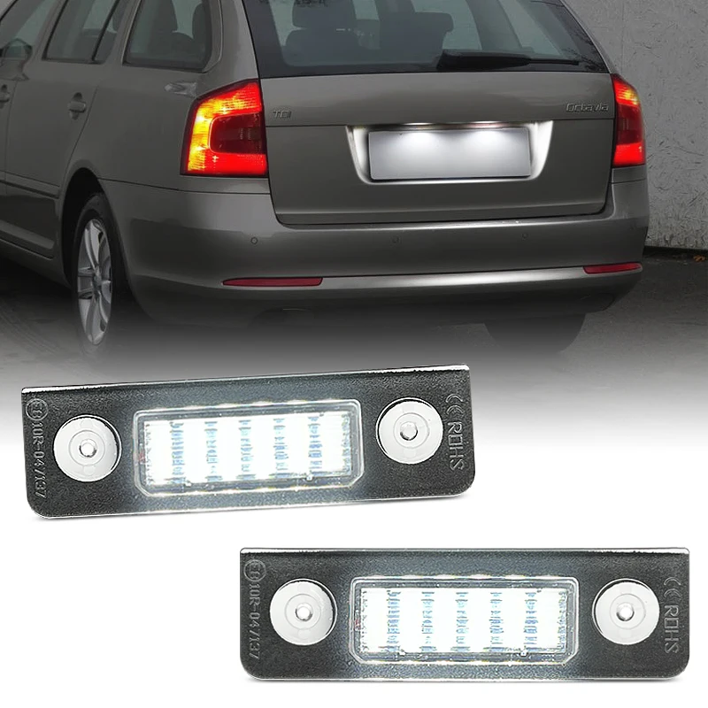 2 sztuki dla Skoda Octavia MK2 Roomster 5J 2006-2010 biały numer LED oświetlenie tablicy rejestracyjnej zastąpić OEM 1 z0943021