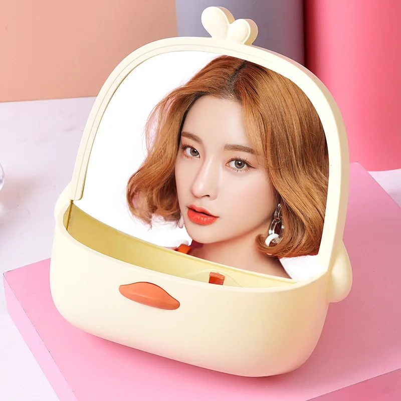 Miroir de Maquillage avec Rangement de Bureau, Accessoire de miles, Ornements de Table, Princesse Kawaii, 1 Pièce