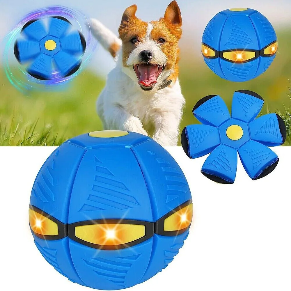 Flying Saucer Ball Pet Dog Toy Outdoor Play Decompression Deformation UK