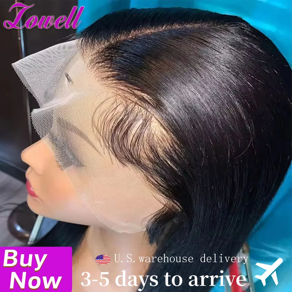 

Lowell Nature Color Straight Human Hair Wig 1B 13x4 Lace Front Wig Brazilian13x6 Frontal Wig For Women Black 100% Hair Wig