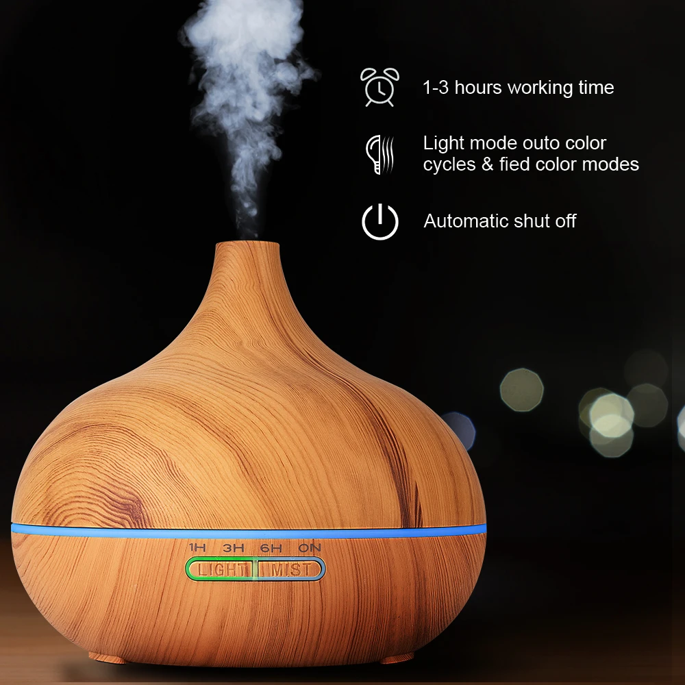 Timeable Aromatic Diffuser Office Air Humidifier USB Ultrasonic Mist Chiller with 7 Color Lights Remote Control Auto-Off Safety