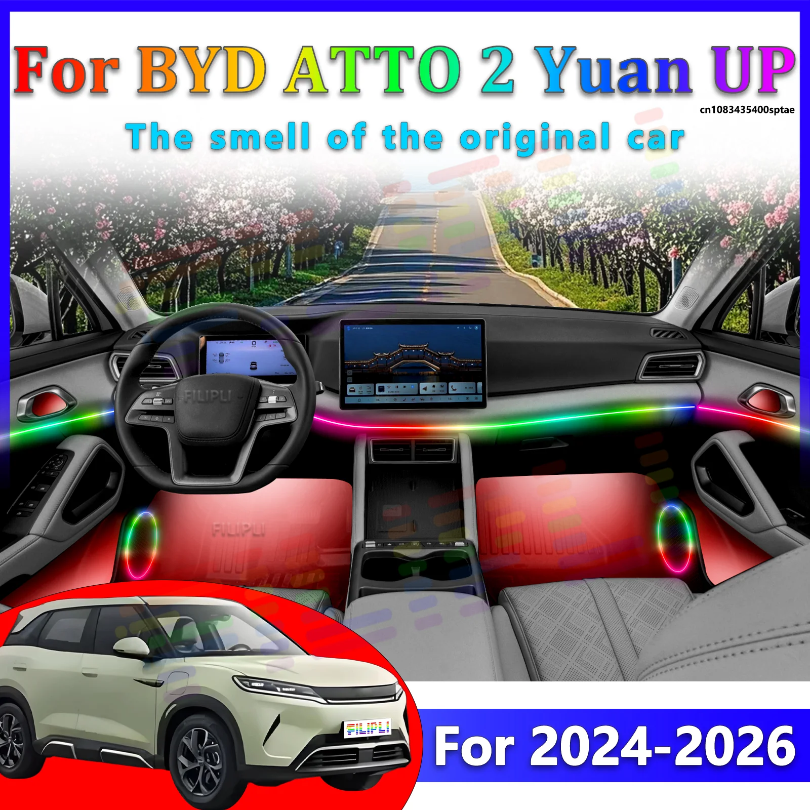 

For BYD ATTO Yuan UP 24-26 Premium Automotive Interior Ambient Light RGB Symphony APP Sleek Hidden Design Luxury Cabin Aesthetic
