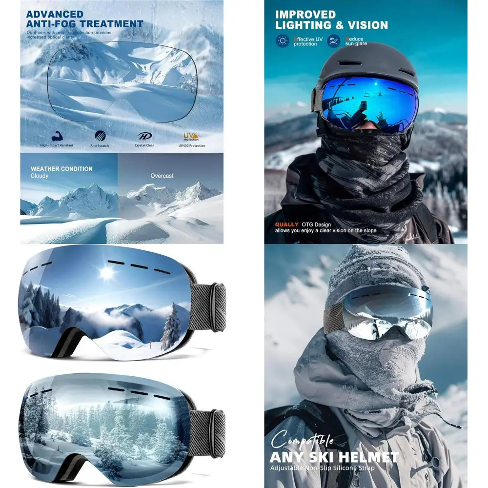 

Unisex Ski Goggles with Anti-Fog & 100% UV Protection for Snowboarding