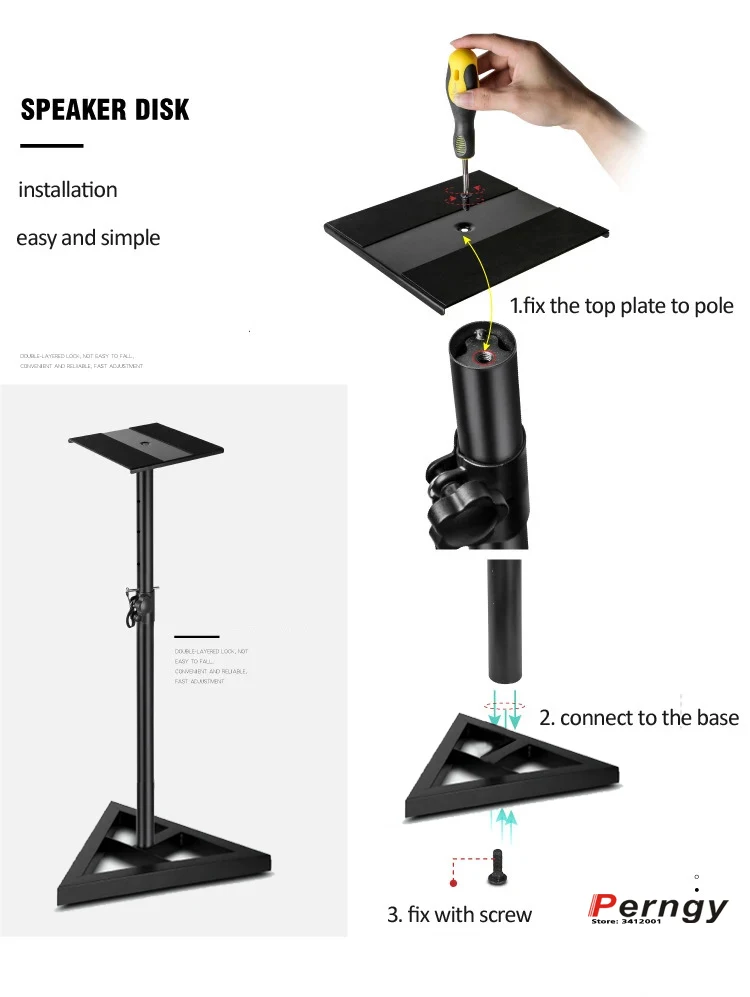 (1 Paar = 2 Stück) SF30 Universal 65–120 cm verstellbarer Universal-Surround-Sound-LAUTSPRECHER-Bodenständer, dreieckige Basis, flache Oberseite
