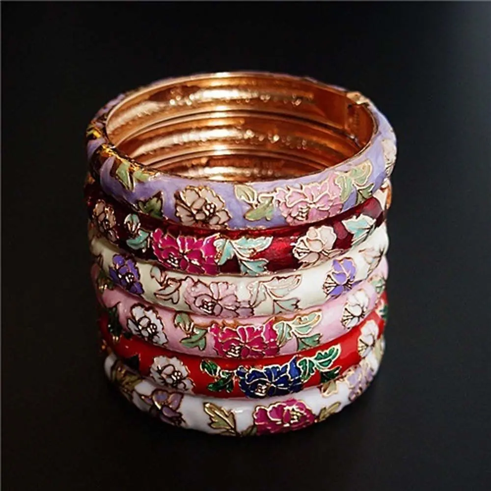 Regali classici vintage di peonia cloisonné per le donne Ragazza Smalto Fiore Gioielli Bracciale Accessori Braccialetti