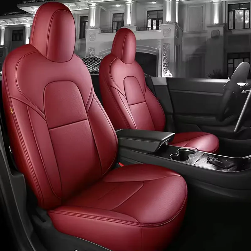 360° Full Covered Perforated Artificial Leather Car Seat Covers for Tesla ModelY Juniper 2026 2025 Model 3 Highland Accessories
