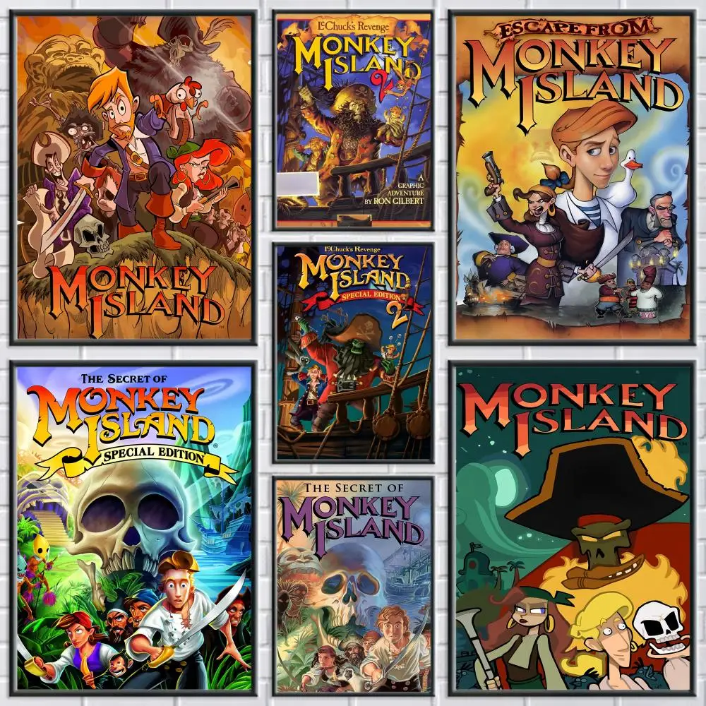 Póster de juego T-tales of Monkey Island, pegatinas estéticas duraderas e impermeables, arte de pared HD para oficina, dormitorio, Bar, café, decoración del hogar