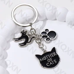 Cartoon Cat Head Paw Enamel Keychain Lovely Animals Pet Key Ring For Women Men Halloween Festival Gift Handmade Jewelry Set