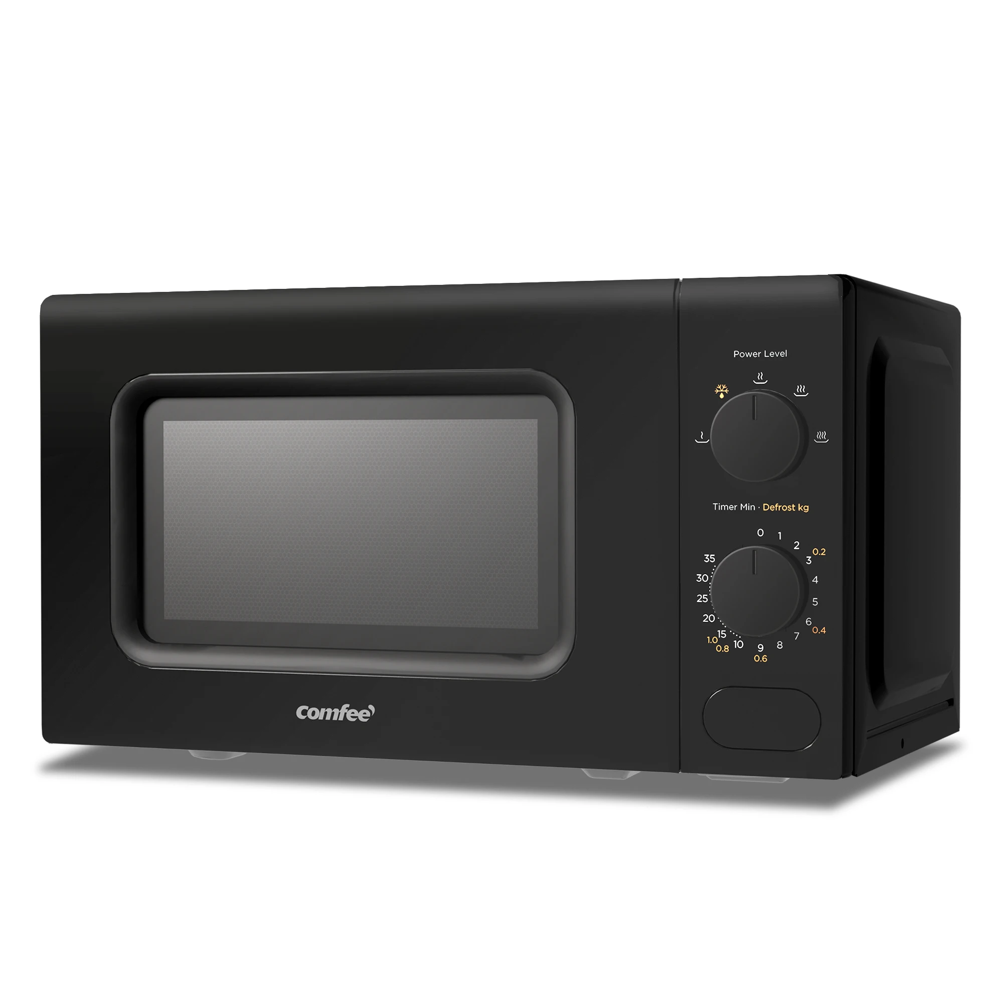 COMFEE 700W 20L Black Microwave Oven With Compact Design, 5 Cooking Power Levels, Quick Defrost Function, Kitchen Manual Timer