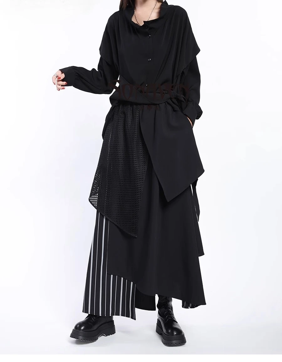 

Spring and Autumn New Women's Half Skirt, Fashionable Personality Irregular Long A-line Skirt Dark High Waist Half Skirt
