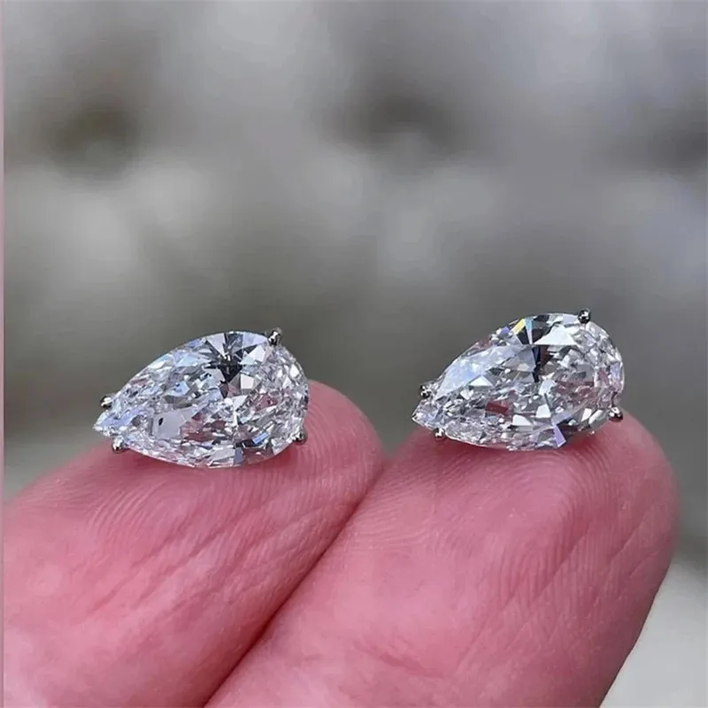 Niedliche weibliche weiße Zirkon Stein Ohr stecker Vintage Gold Silber Farbe Hochzeits schmuck für Frauen – Detail 1