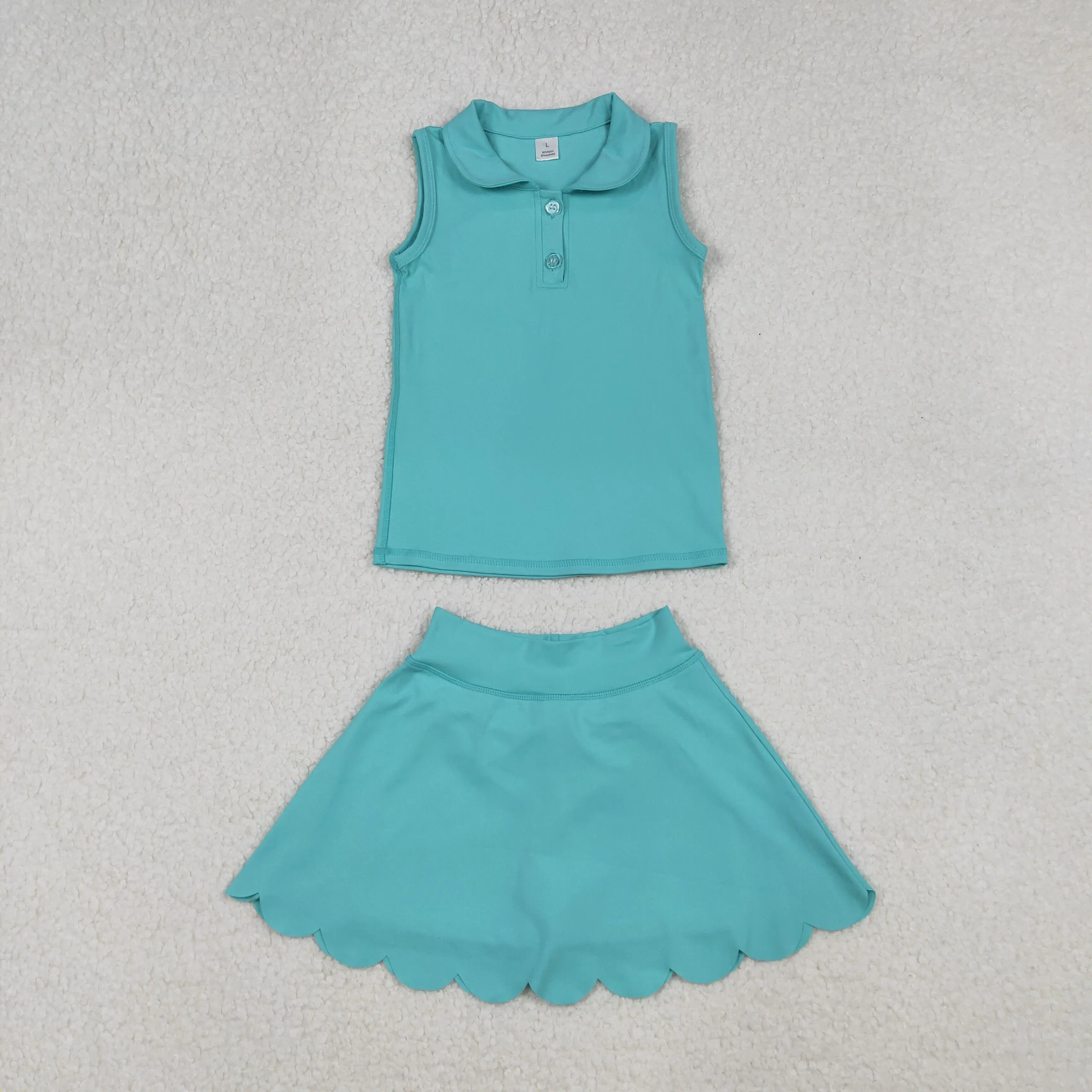 Set gonna superiore con bottoni senza maniche Aqua per neonata, set di abbigliamento sportivo alla menta, completo da yoga per bambina, completo leggero