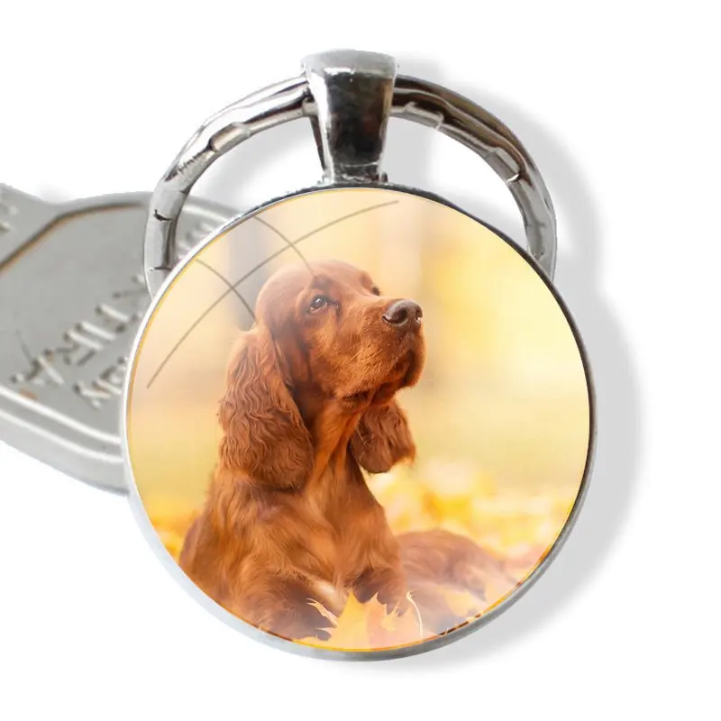 Cocker Spaniels dog puppies Keychain Handmade Glass Cabochon Key Ring Holder Pendant Key Chains