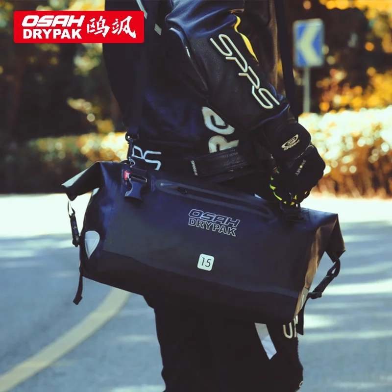 Motorcycle Back Seat Bag Waterproof Dry Motor Saddle Tail Pannier Backpack Large Capacity 15L With Reflectiv