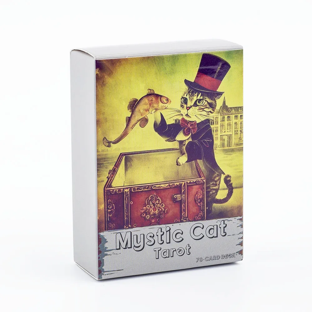 Mystic Cat Tarot English Version 78 Card Deck 8.9*6.4CM Vibrant Easy Fortune Telling Divination Board Playing Games