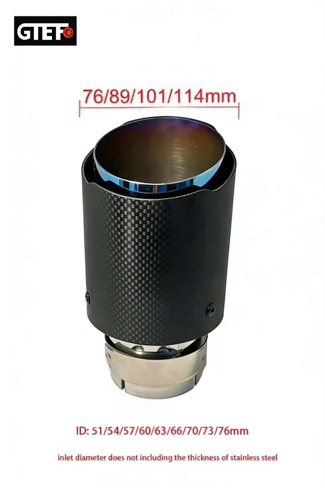 GTEFO 1PCS Universal Remus Blue Stainless Steel Carbon Fiber Exhaust Tips Nozzle for Muffler for Exhaust Systems Pipe Tail 4