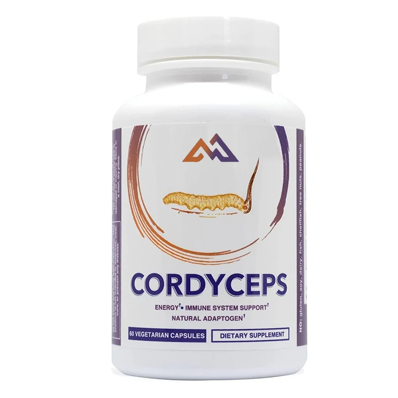 Pure Cordyceps and Mushroom Capsules, 500mg, 60 Immune Support Pills, Non GMO, Vegetarian, Ketone Friendly, Gluten Free