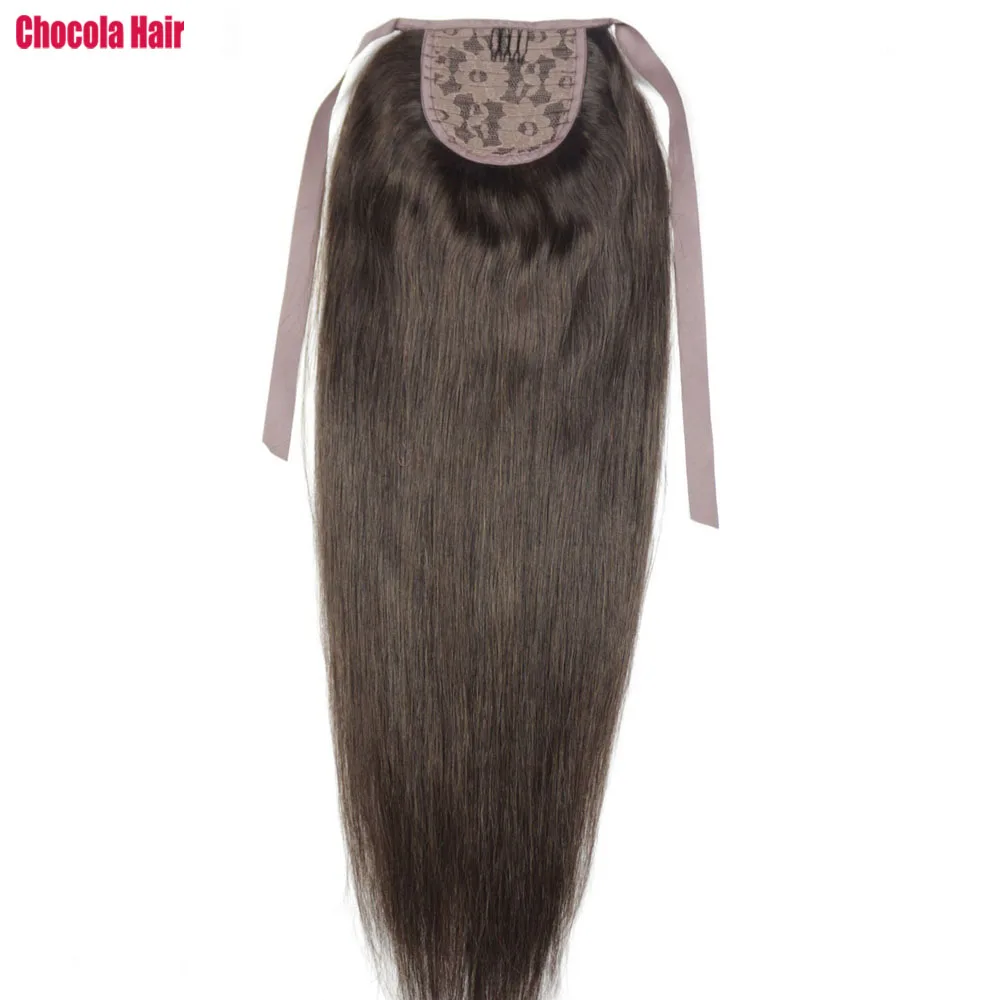 Chocola-ブラジルのヘアエクステンション100人間,レミーヘアクリップ,ポニーテールリボン,16 "-28",100% g