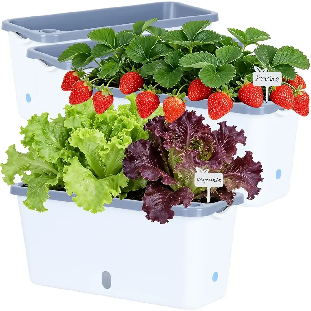 

Набор из 4 прямоугольных кашпо для оконных балконов, 14 дюймов, с дренажными отверстиями, для овощей, трав, цветов