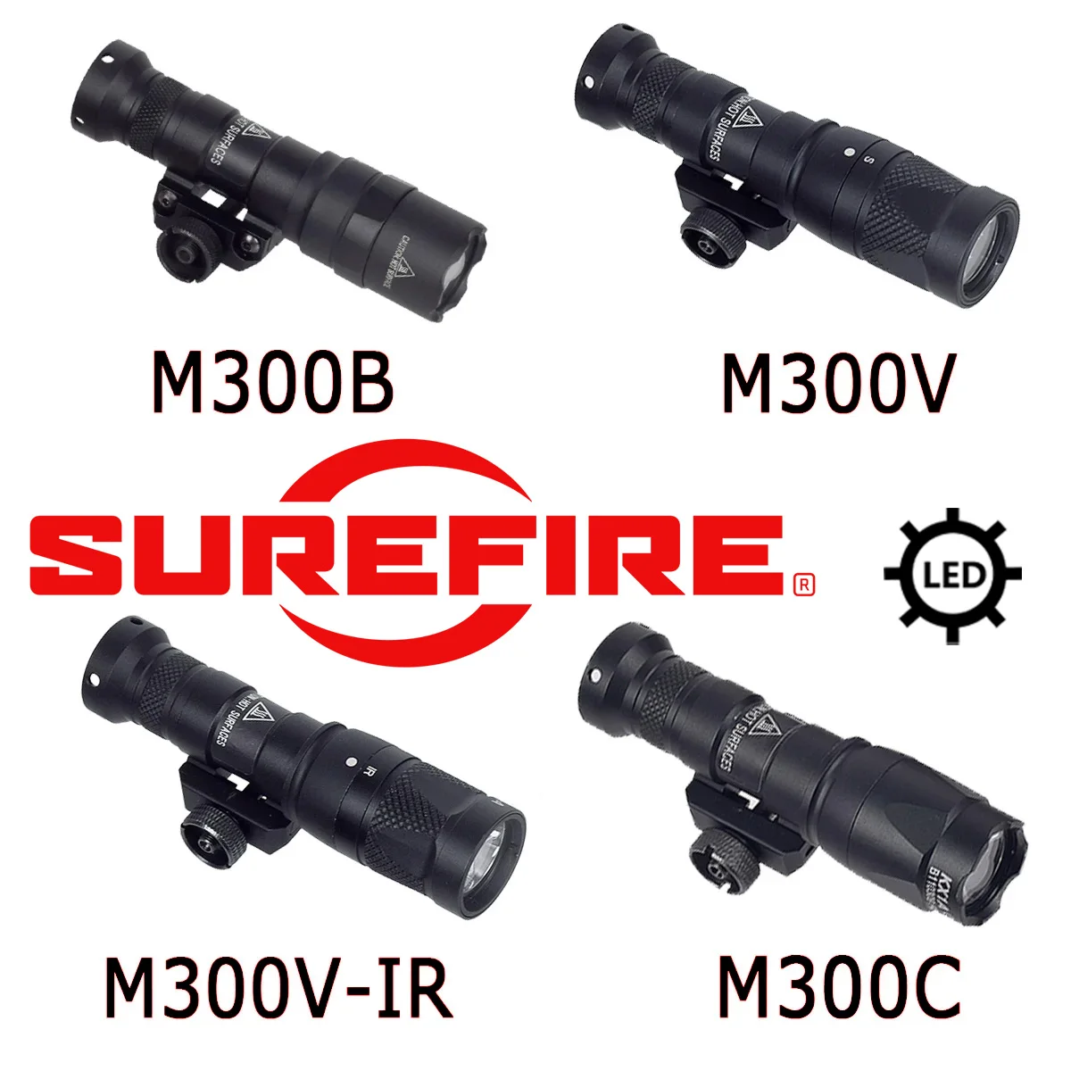 

Tactical SureFire Airsoft M300 M300B M300C M300V IR Constant And Strobe SF Scout Light AR15 Rifle Weapon LED Flashlight LED Lamp