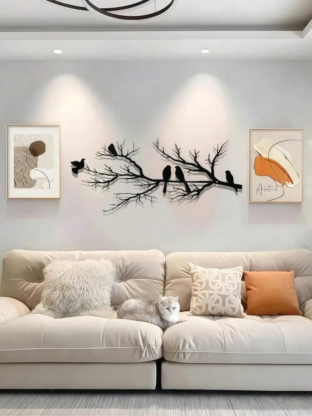 Metal bird wall decoration, black wrought iron decoration, suitable for indoor and outdoor home garden decoration