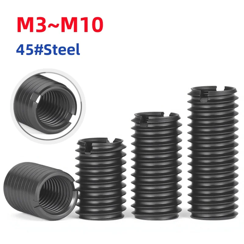 M3 M4 M5 M6 M8 M10 Black 45#Steel Slotted Inside Outside Thread Adapter Screw Thread Insert Sleeve Conversion Nut Coupler Convey