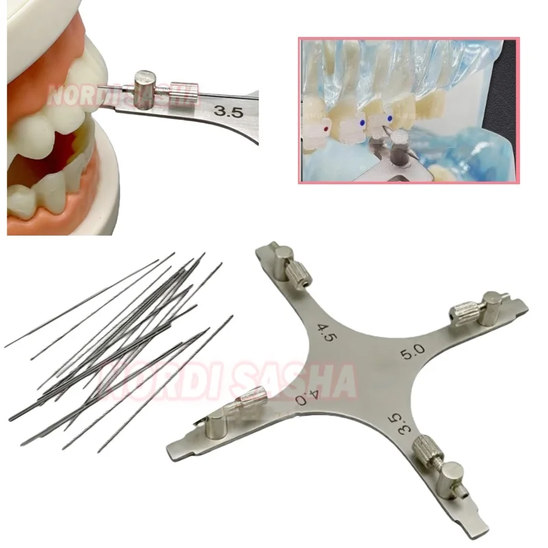 

Stainless Steel Dental Cross Type Orthodontic Bracket Positioning Gauge High precision Bracket Positioner With Pencial Lead