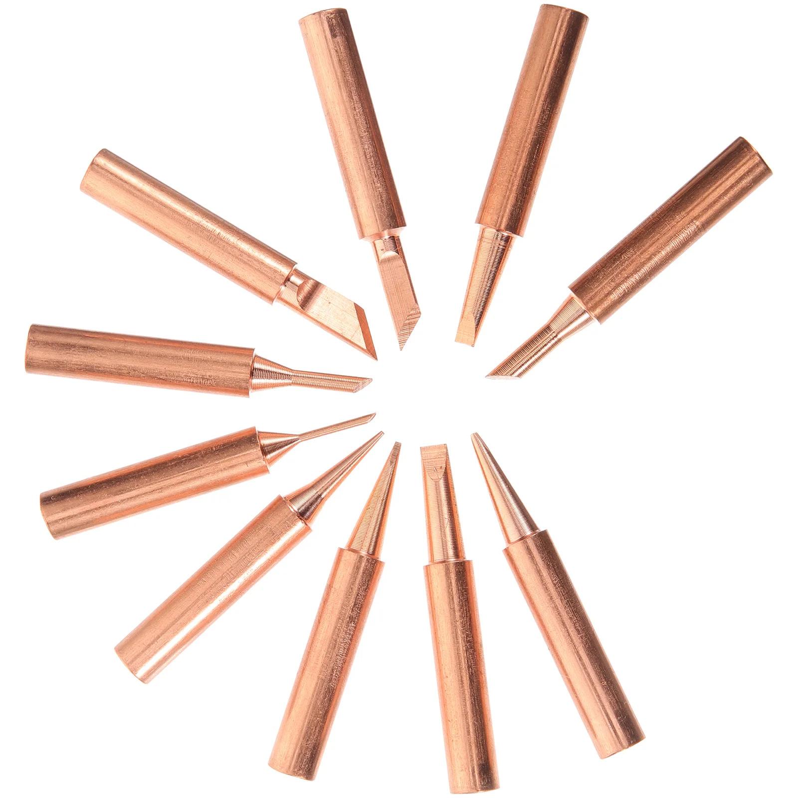 

10pcs Replaceable Copper Iron Tips Assorted Solder Tips High Heat Conductivity Portable Tool Replacement Accessories For Station