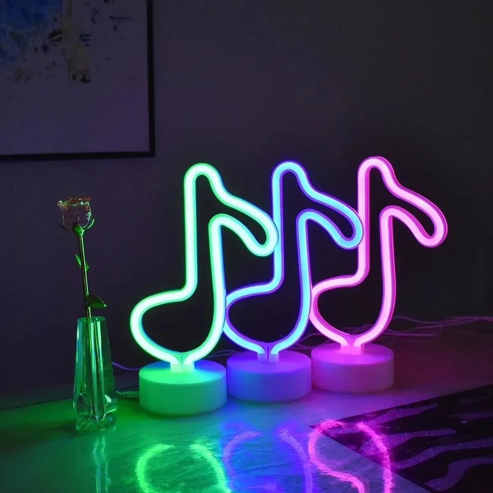 LED Neon Lamp Festival Decoration Musical Note Guitar Neon Light Glowing For KTV Bar Party Bedroom Wall Decor Kid Adult Gift