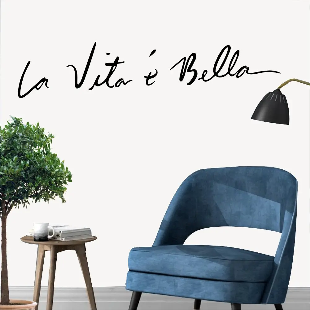 La Vita E Bella-pegatinas de espejos italianos, decoración del hogar y dormitorio, frase de vinilo para coche, citas inspiradoras, pegatina artística de pared, Life Is Beau
